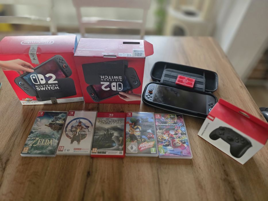 Nintendo Switch 2 + Pro Controller + 5 игри + калъф – гаранция