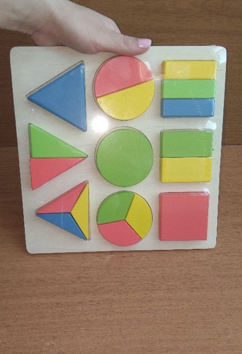Дървени Геометрични Логически Фигури Монтесори 3 модела с 51бр. части