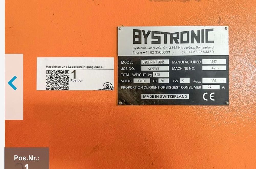 Laser Bystronic Baysprint 3015