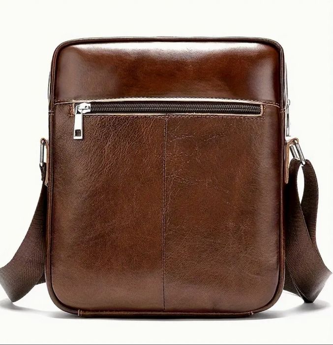 Мъжка кожена чанта /Ежедневна, обемна и елегантна, черна естест. кожа!