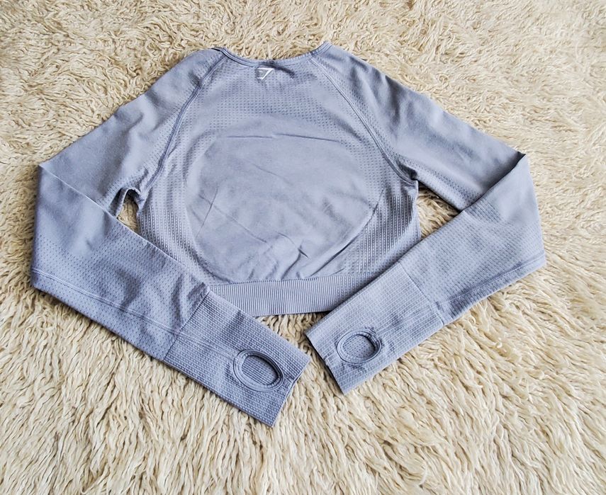 Gymshark дамски спортен топ с дълъг ръкав, сив, размер М