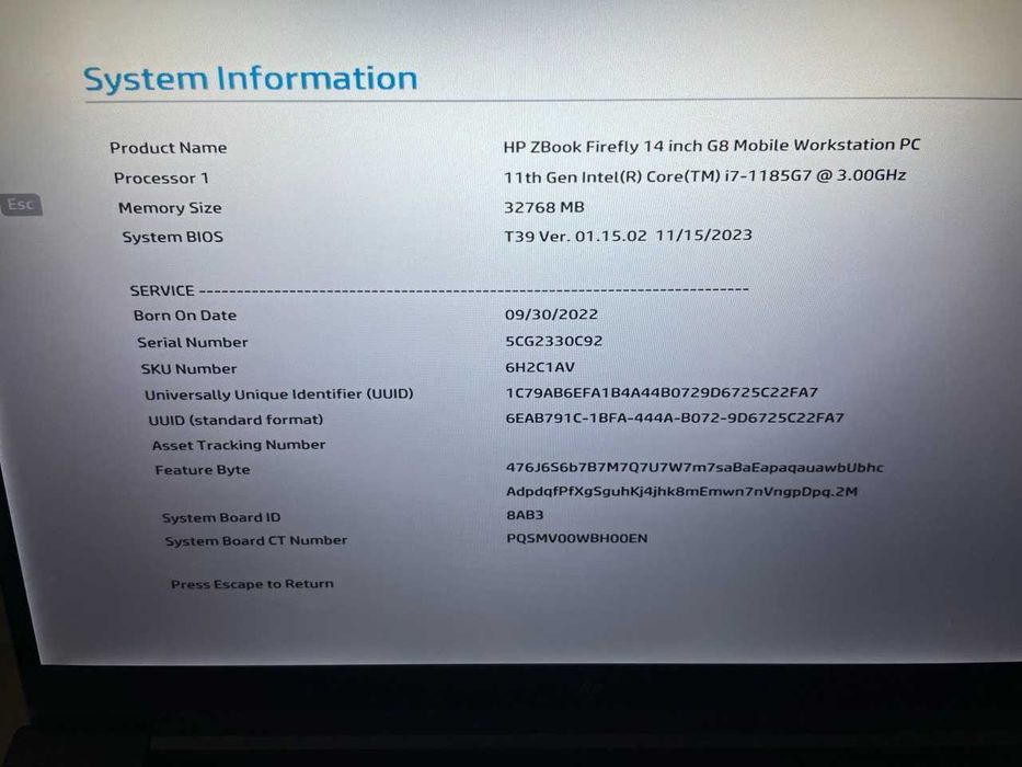 14' Full HD Core i7-1185G7 HP Zbook FireFly G8 32GB LPDDR4X/256GB NVMe/Win 11/Nvidia T500 4GB/Бат 6ч