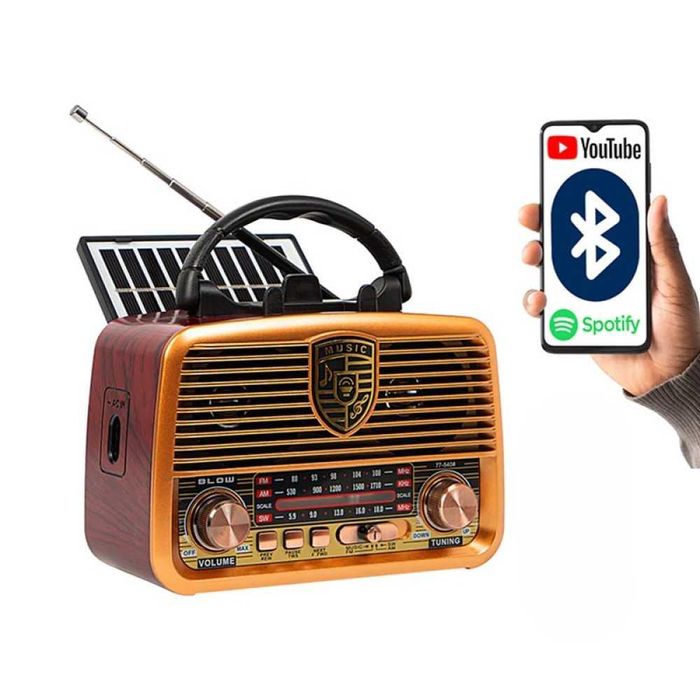 Ретро радио Golon-RX с Bluetooth, AM/FM, соларен панел