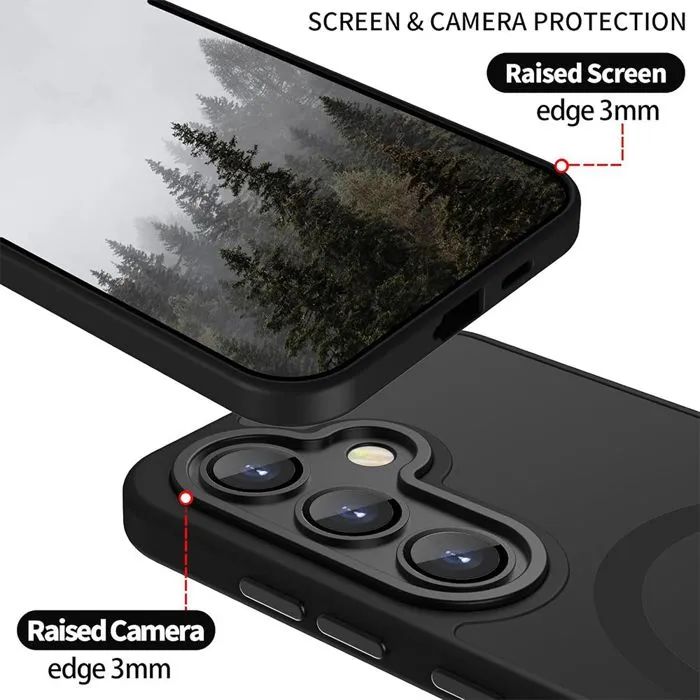 Матов magsafe кейс за samsung galaxy s26+ plus - черен - със защита на