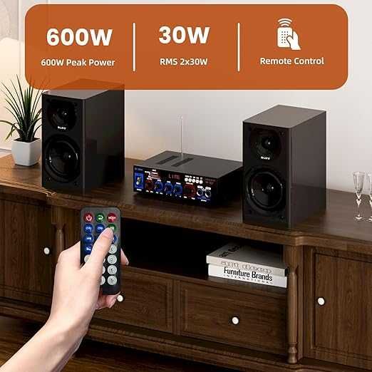 Мини Bluetooth усилвател, стерео с миксер с  карта и вход за микрофон