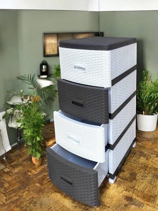 Пластиковый комод с 4 ящиками для кухни, спальни, ванной офиса