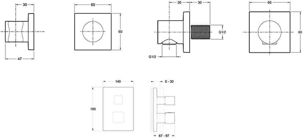 Вграден  душ комплект с квадратна пита хром – Jacob Delafon E30757-CP