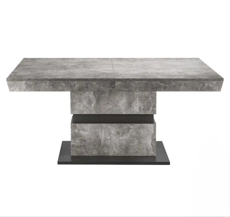 Masă + scaune bucătărie/living gri beton - extensibilă