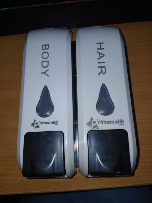 Dozator dublu sapun si sampon, 350 ml, ABS, montaj perete, alb