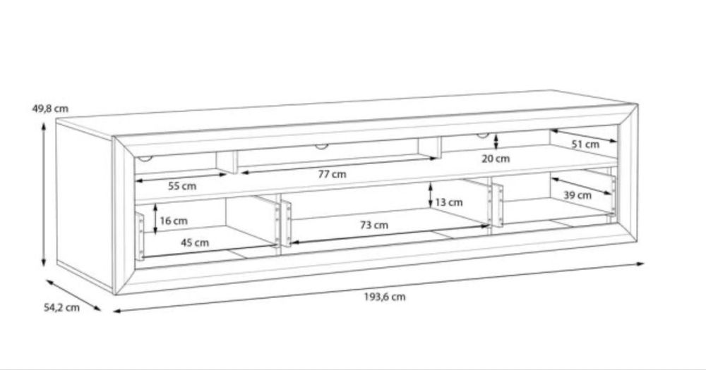 ТВ ШКАФ ТИЦИАНО 193.6/54.2/49.8см бял гланц и дъб