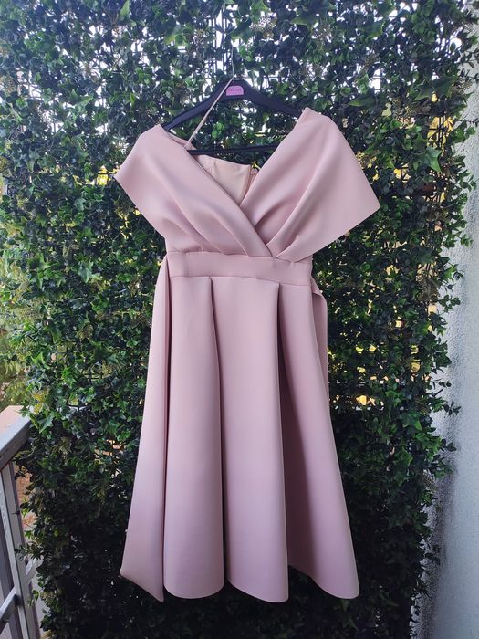 Rochie elegantă roz pudră, mărimea 36 (SARA), NOUĂ fără etichetă