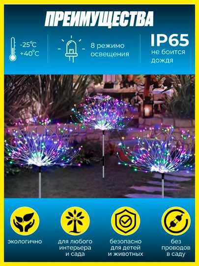 Светильник садовый на солнечной батарее. 2 штуки в комплекте