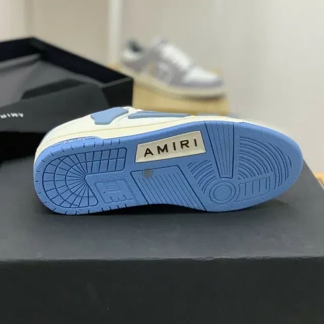 Amiri Skel Top Low Sneakers "White/Light Blue"