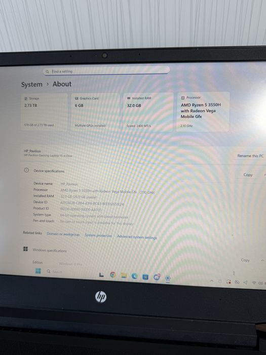 Laptop gaming HP Pavilion 15-ec0xxx