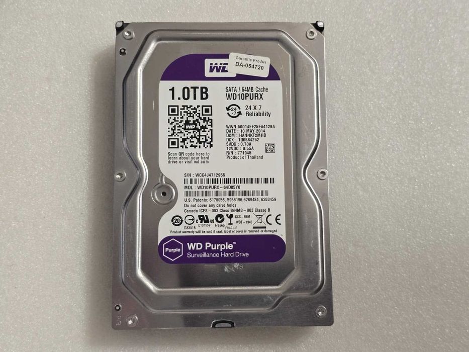 Hard disk Western Digital Purple 1TB WD10PURX, 64MB, SATA3
