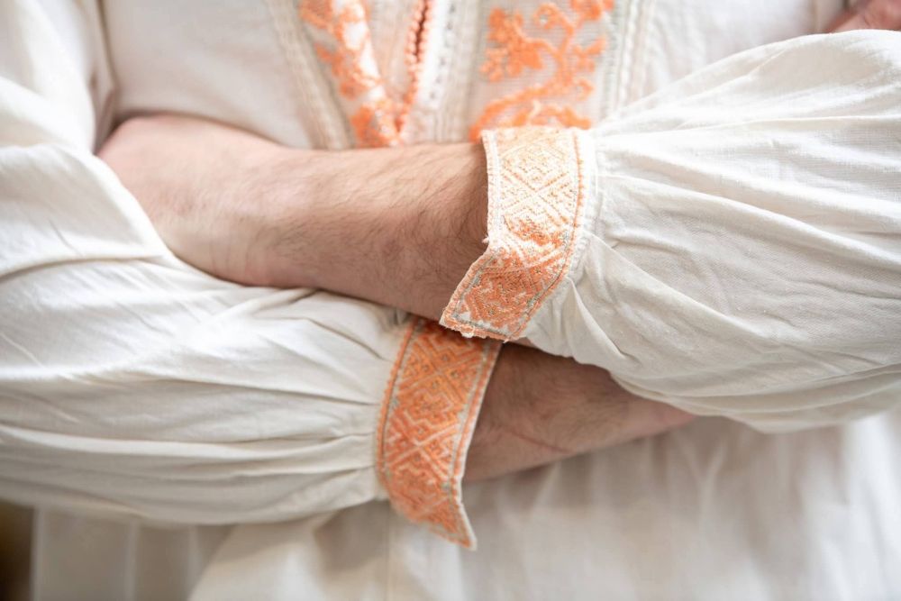 Cămașă populară bărbătească/ie/costum traditional/cusut manual