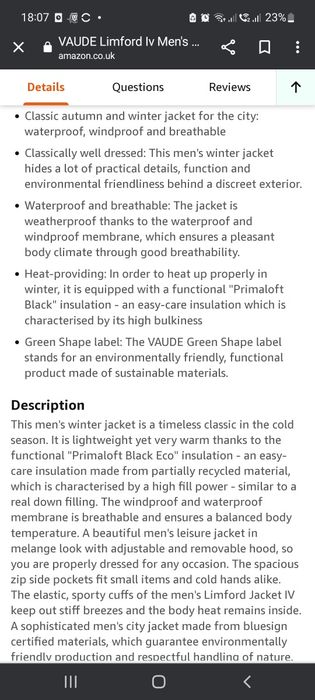 Geaca toamna-iarna Vaude primaloft waterproof mar M noua