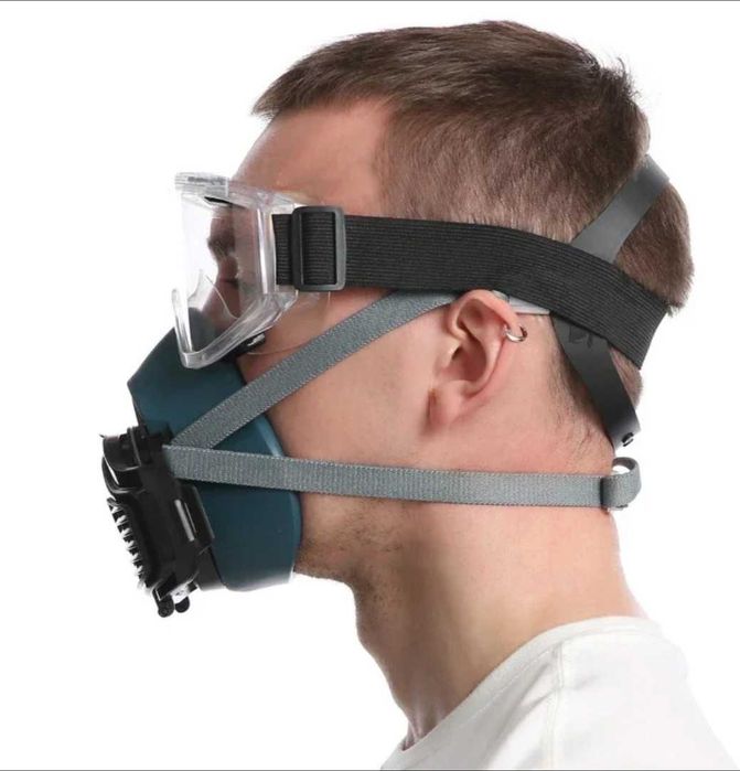 Силиконова предпазна маска с очила | Респиратор за боядисване