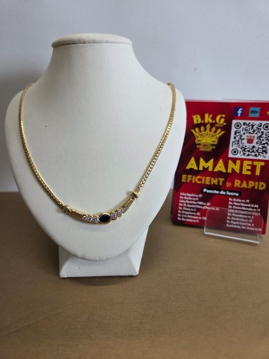 Inel din aur 18K cu diamante și safir Amanet BKG