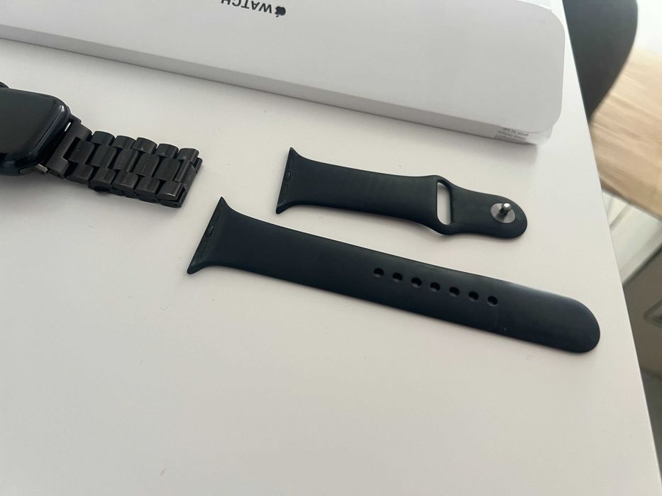 Ceas Apple Watch Series 7 45mm Midnight Alu + bratara metal neagra