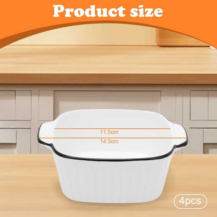 Черно-бяла керамична купа 15x12x5 см, 400 мл 4 броя