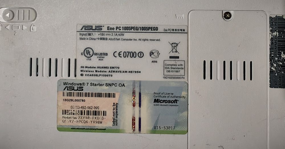 Laptop HP Mini 210-2070NR Asus Eee PC 1005 PEGO laptop