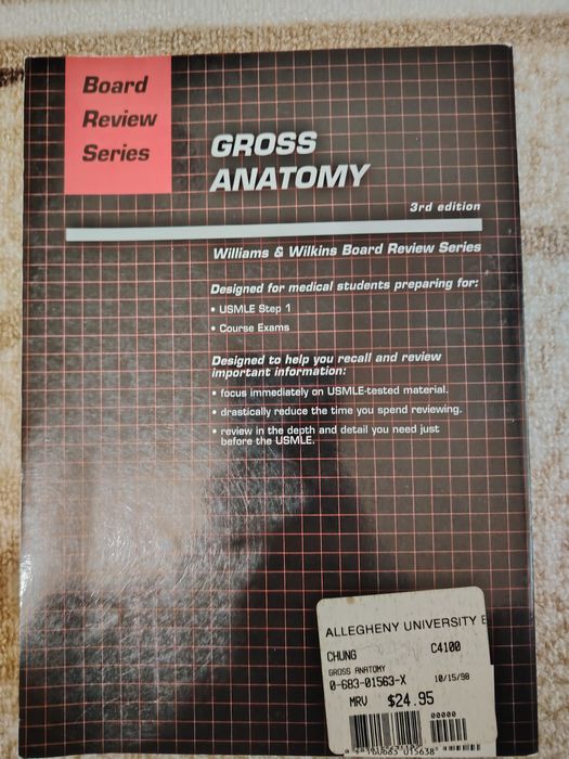 Textbook: Gross Anatomy