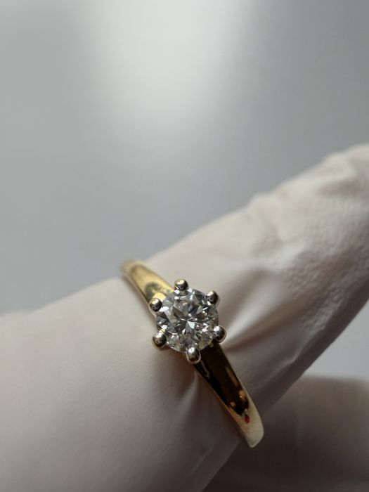 УНИКАЛЕН! Годежен пръстен с диамант и жълто злато 18к + ГАРАНЦИЯ