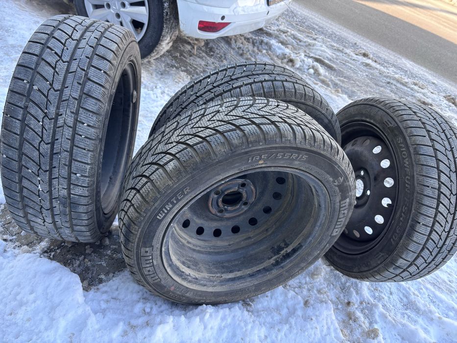 Зимни гуми 185/55/15 с желязна джанта на 20 дена