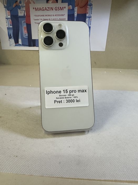 Iphone 15 pro max / 256  gb / 100% baterie / Garantie