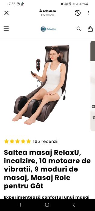 Saltea masaj electrică cu încălzire, 10 motoare, telecomandă