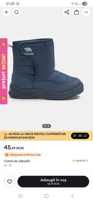 Cizme zăpadă noi cu etichetă mărimea 32