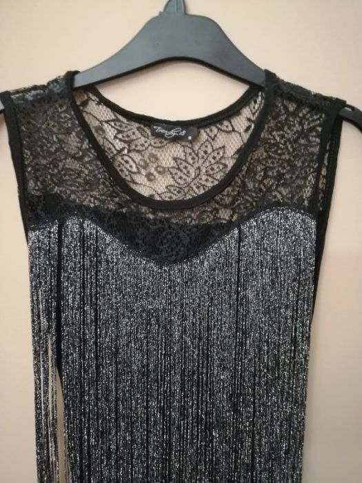 Rochie neagra cu franjuri argintii