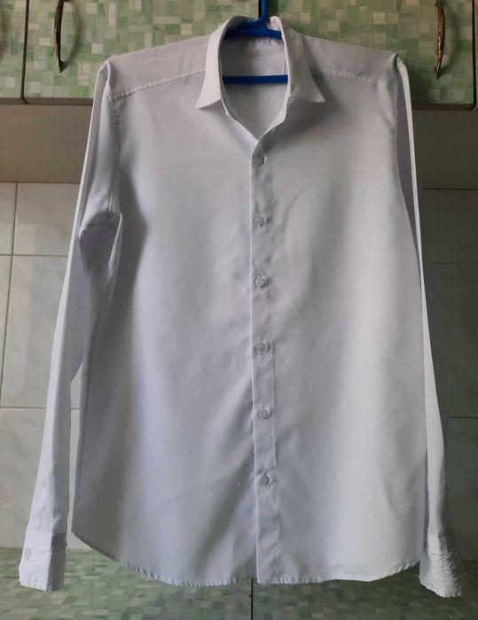 2XL размер 52 подростку мальчику Рубашки Белая/Голубая Турция