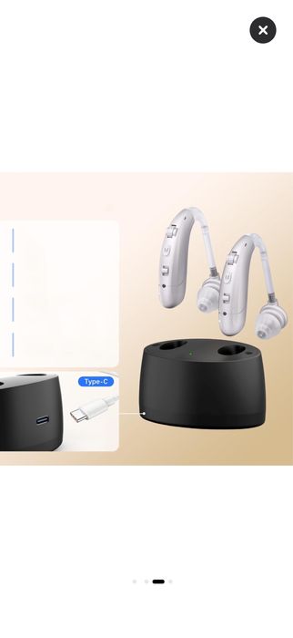 Aparat auditiv, set 2 bucati, reducere zgomot, incarcare rapida, argintiu