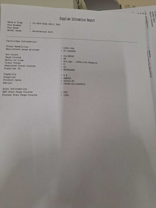 Multifuncțional Laser Xerox WorkCentre 3210 – Print, Copie, Scan, Fax, Toner 100% (4K)