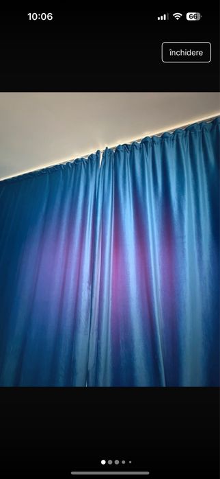 Perdea+2 draperii albastru electric
