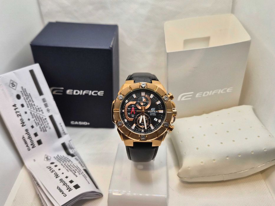 Ceas Sport Barbati Casio Edifice efr569 Cronograf, gold-black , Nou,Original,Garantie 2 ani