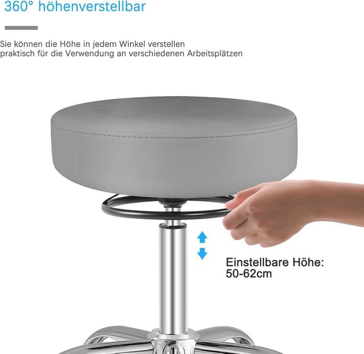 Въртящ се стол с колелца регулируем 180 кг салонен стол