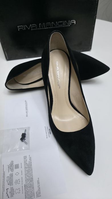 Pantofi dama cu toc, eleganti piele intoarsa Riva Mancina, marimea 38