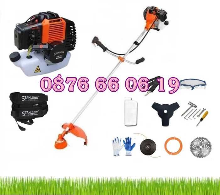 Четиритактов бензинов тример 74 куб., косачка за трева със самар