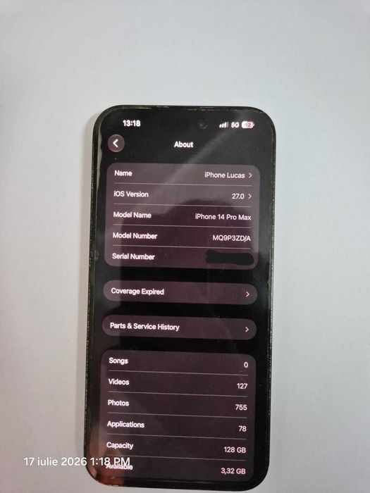 iPhone 14 Pro Max 128GB Space Black | Full Box | Folie silicon + Folie sticlă extra | Husă Mobilfox