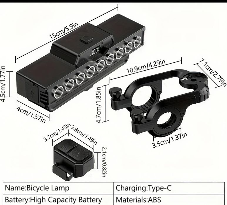 Ултра ярък преден фар за велосипед с 9 LED диода