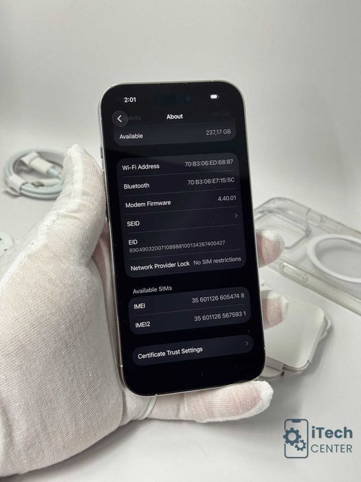 iPhone 14 Pro, 256GB, Silver, 100% батерия, КАТО НОВ, ГАРАНЦИЯ!