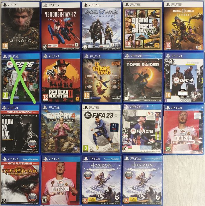 Игры для playstation 4 и ps5 на дисках в наличии в Кокшетау