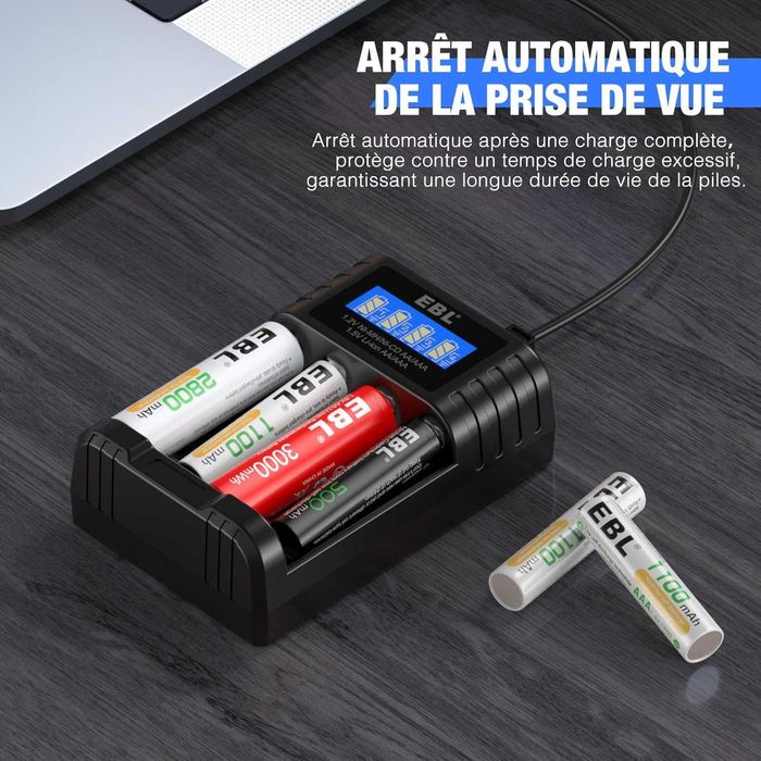 НОВО! Универсално зарядно за батерии AA / AAA – 4 гнезда с LCD дисплей