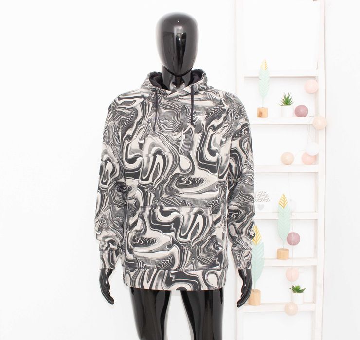 Gymshark мъжки суичър с качулка памук мраморен ефект худи за фитнес L