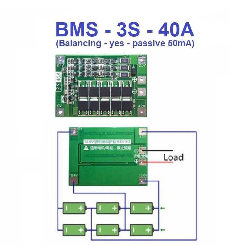 Bms 2s, 3s, 4s, 5s, 40a, pentru acumulatori, baterie lithium 3.6v 3.7v ...