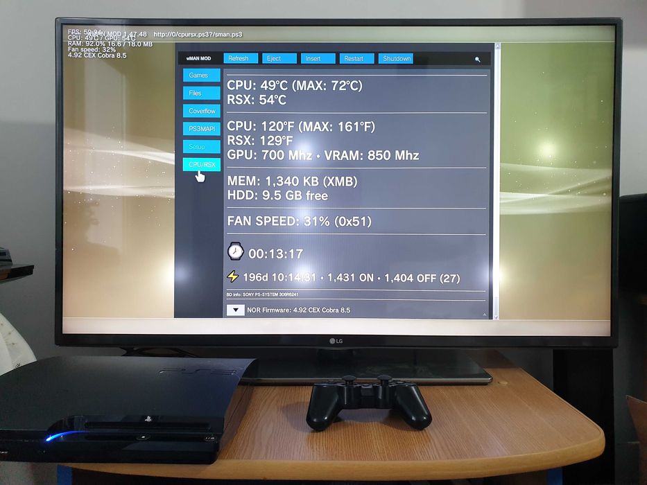 PS3 modat CFW OC 500 GB + 60 jocuri (GTA V, Red Dead, God of War, NFS)