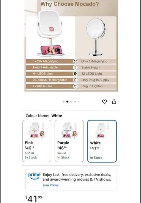 Oglindă Machiaj Profesională Mocado cu Lumini LED (1X/20X)